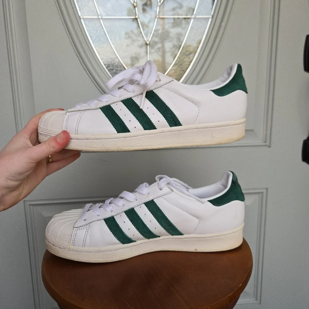 Adidas Men's Superstar Shoe White & Green